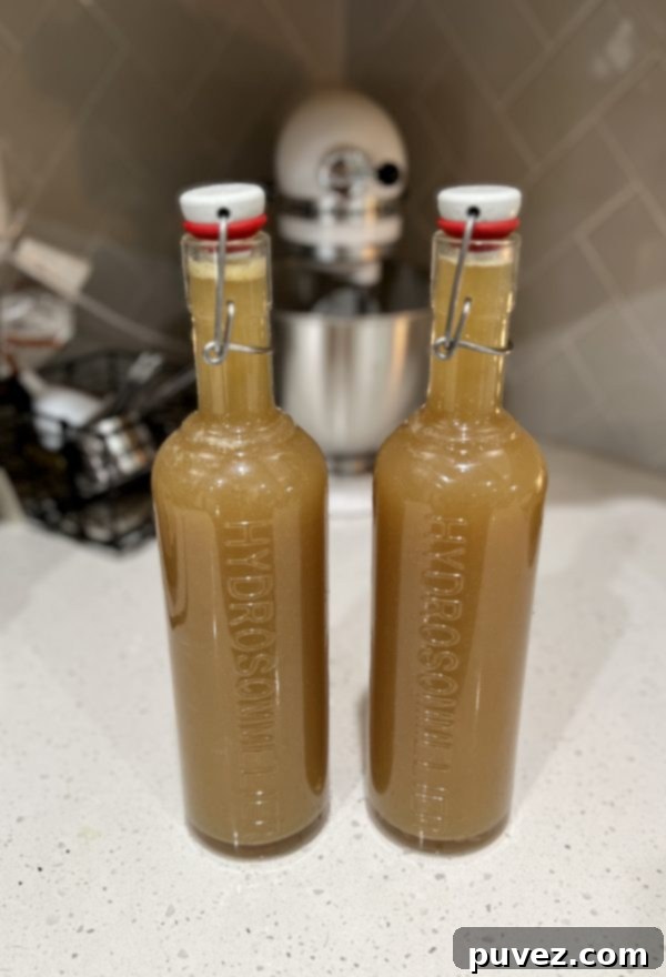 Leftover Turkey Dumplings in two pretty bottles