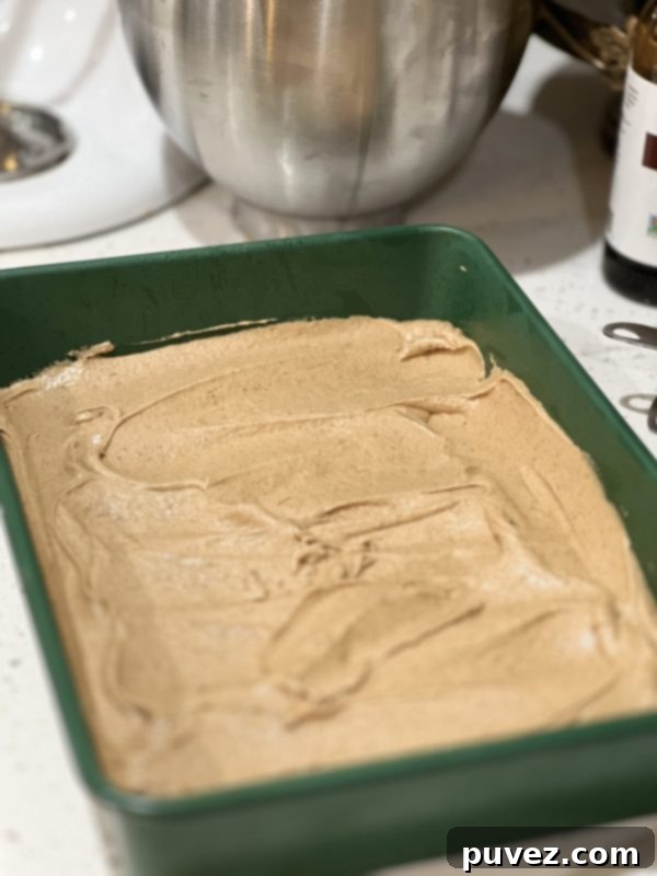 the batter spread into the pan before baking