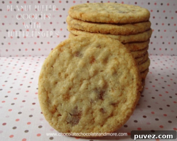 Pin this Peanut Butter Butterfinger Cookies recipe