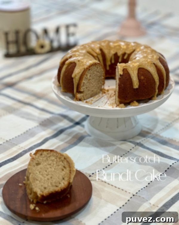Butterscotch Bundt Cake, fluffy and moist with homemade butterscotch glaze