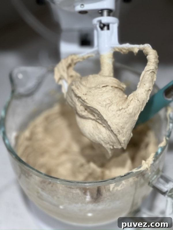 Light and fluffy cake batter with all ingredients combined