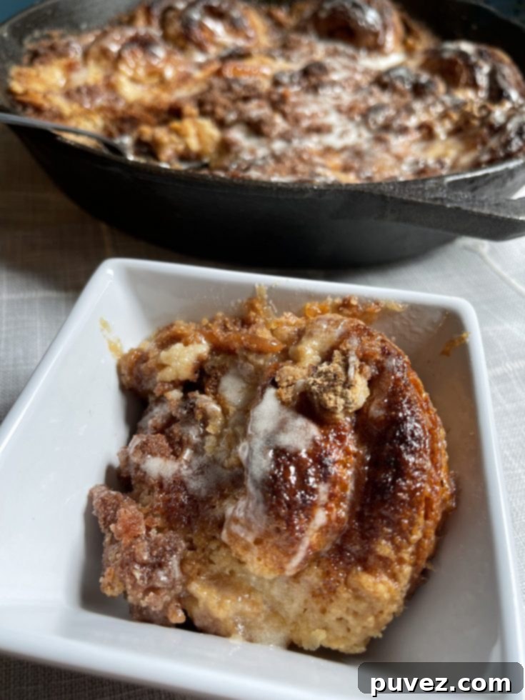 Cinnamon Bun Dessert Casserole baked in a square dish