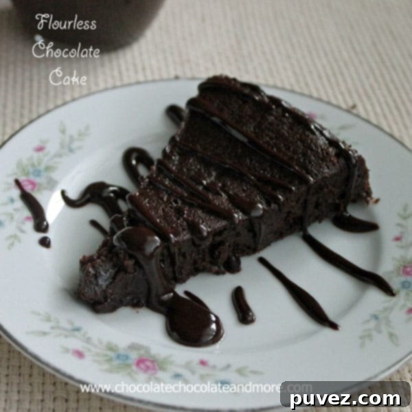 Flourless Chocolate Cake drizzled with Chocolate Ganache