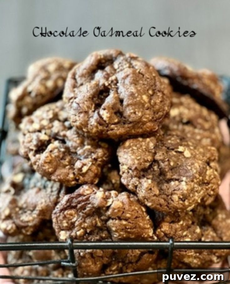 Soft and chewy Chocolate Oatmeal Cookies