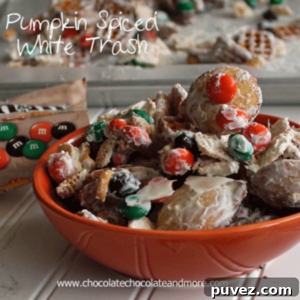 Pumpkin Spiced White Trash snack mix in a bowl