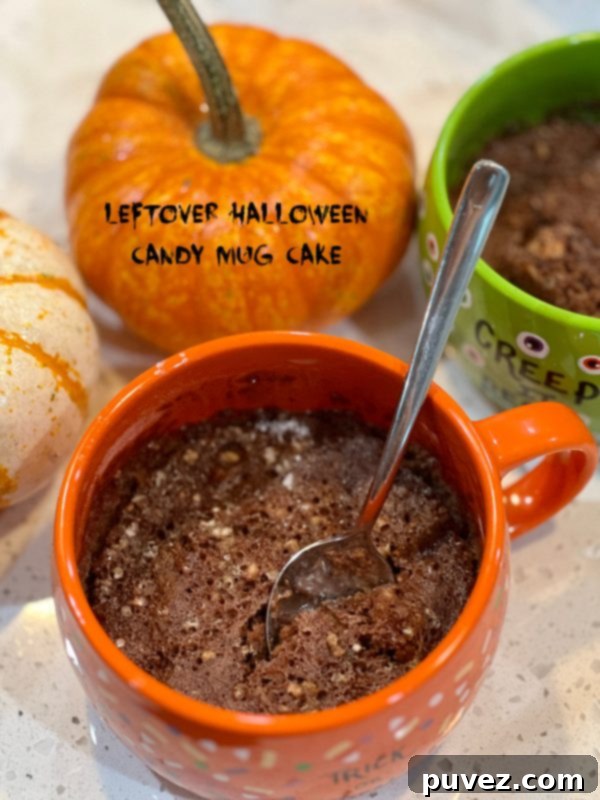 Halloween Candy Mug Cakes