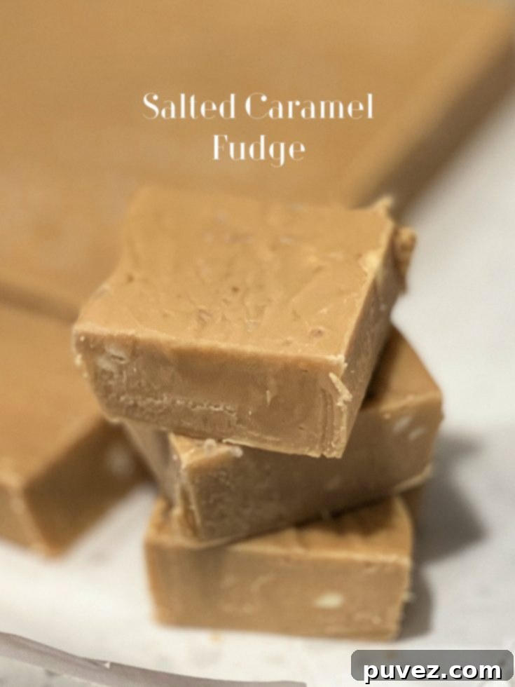 Delicious Salted Caramel Fudge squares, perfect for gifting or a sweet indulgence