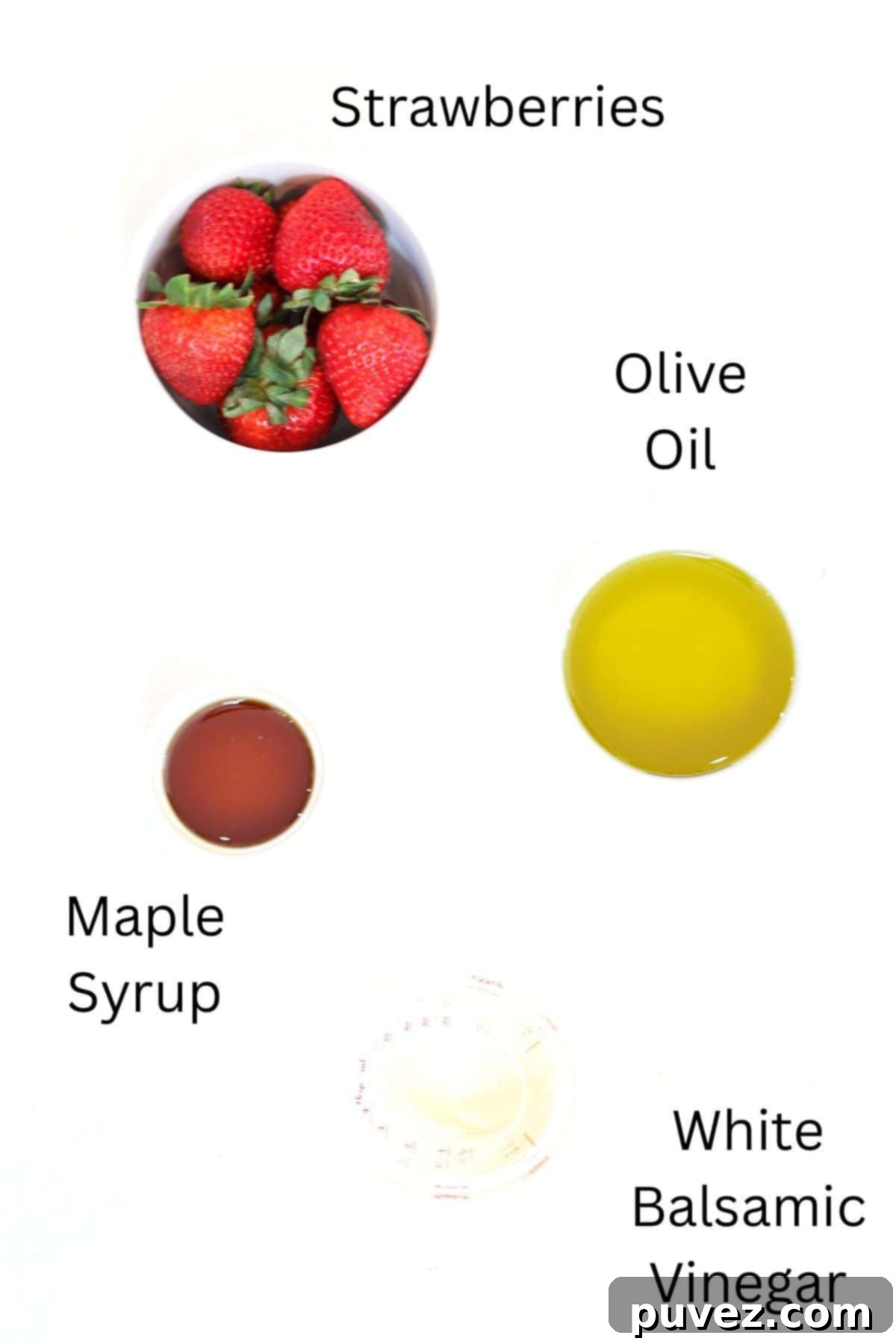 Strawberry Balsamic Dressing Ingredients, labeled.