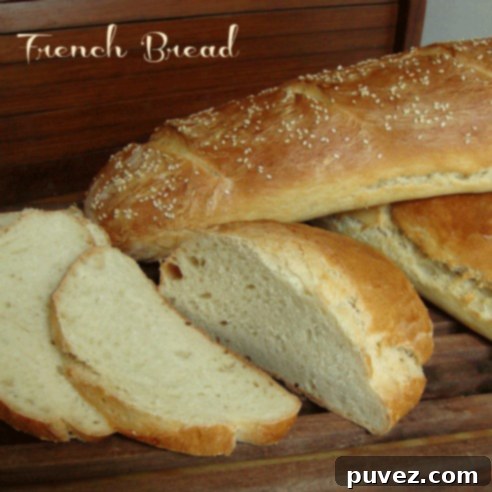 Crusty French Bread, freshly baked with a perfect golden crust.