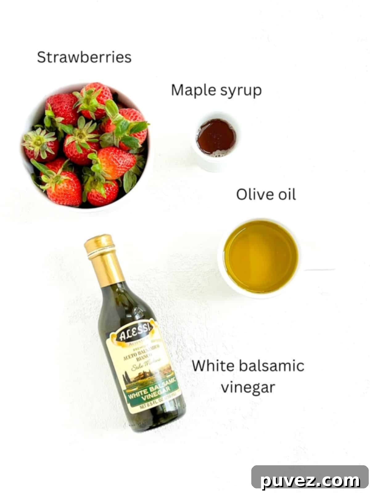 Strawberry Balsamic Dressing ingredients, labeled.