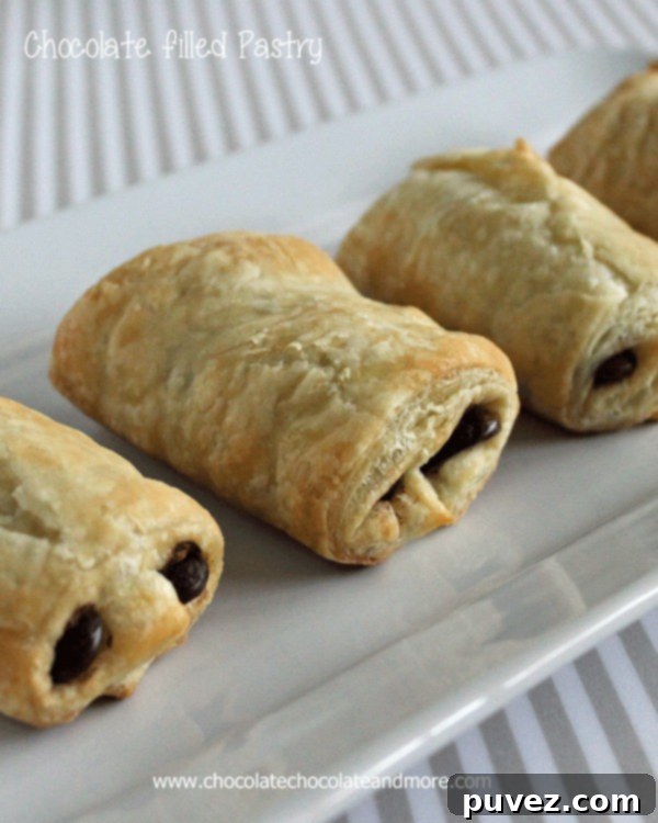 Delicious chocolate filled pastry ready to be served.
