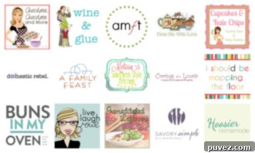 Collage of various food blog logos and banners