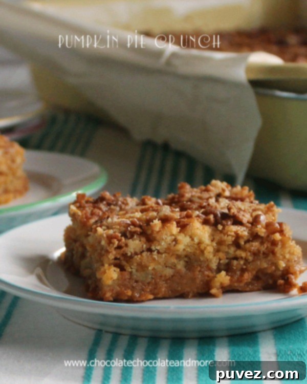 Pumpkin Pie Crunch with a golden, crumbly topping and creamy pumpkin filling