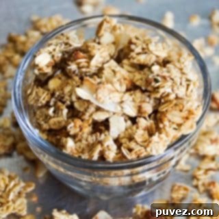 Granola in a glass bowl