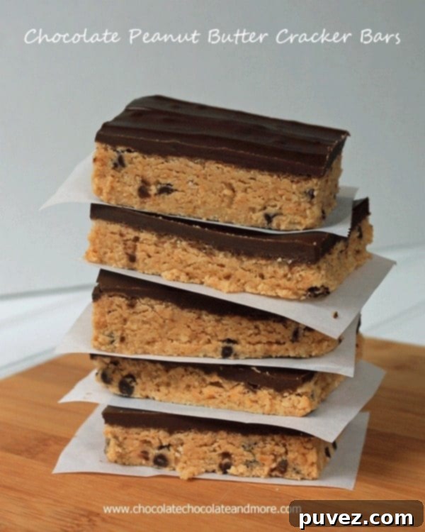 No-Bake Chocolate Peanut Butter Cracker Bars, a delightful and easy dessert recipe.