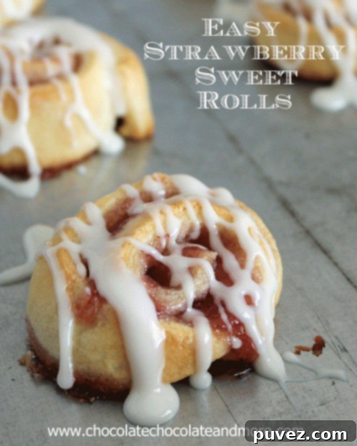 Easy Strawberry Sweet Rolls with glaze