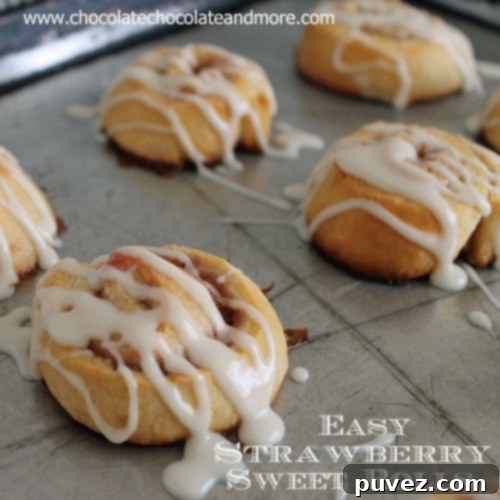 Close-up of freshly baked Strawberry Sweet Rolls on a plate