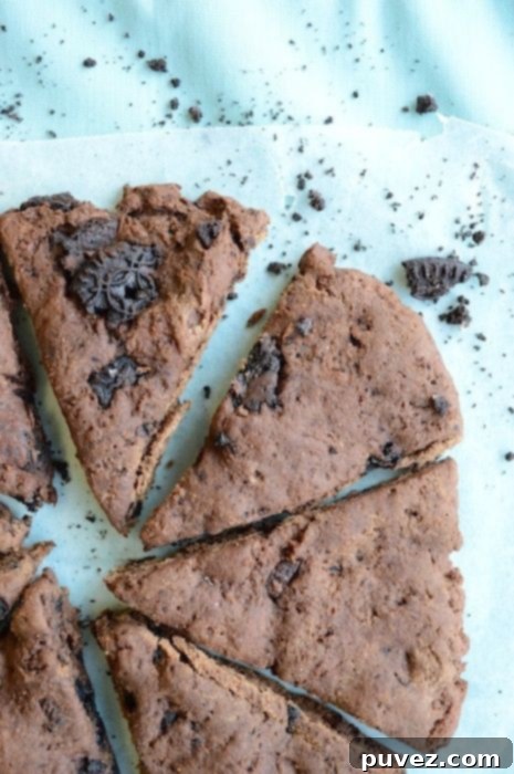 Dark Chocolate Oreo Scones, rich and crumbly breakfast treat