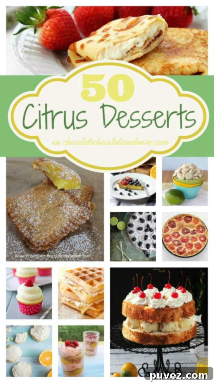 A vibrant collection of 50 citrus desserts, showcasing lemon, lime, and orange flavors beautifully blended with sweet elements.