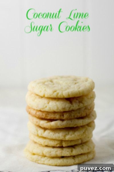Coconut Lime Sugar Cookies, a vibrant, tropical twist on classic sugar cookies.