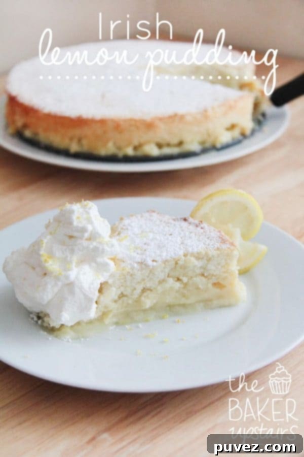 Irish Lemon Pudding, a warm and comforting dessert with light, fluffy texture and bright lemon flavor.