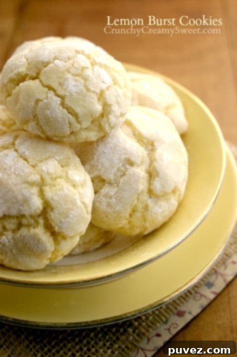 Lemon Burst Cookies, soft, chewy, and intensely lemony for a burst of citrus flavor.