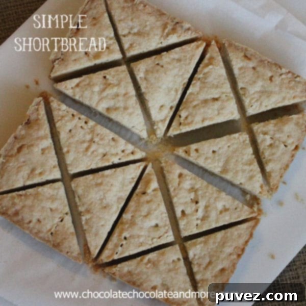 Un-adorned shortbread cookies, showcasing their golden edges and buttery texture.