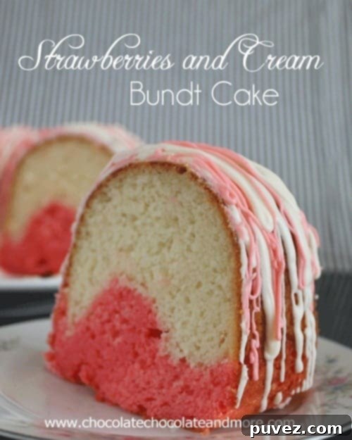 Strawberries and Cream Bundt Cake using JELL-O with a beautiful glaze