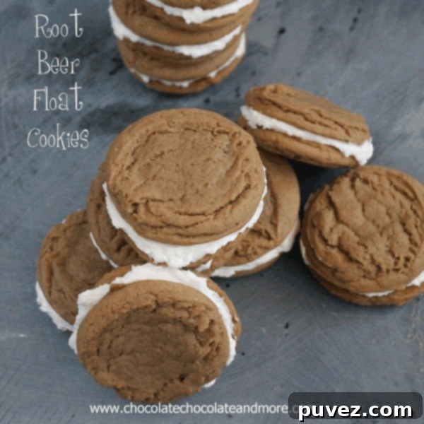 Frothy Root Beer Float Cookies 2 Delicious Root Beer Float Cookies with creamy vanilla filling