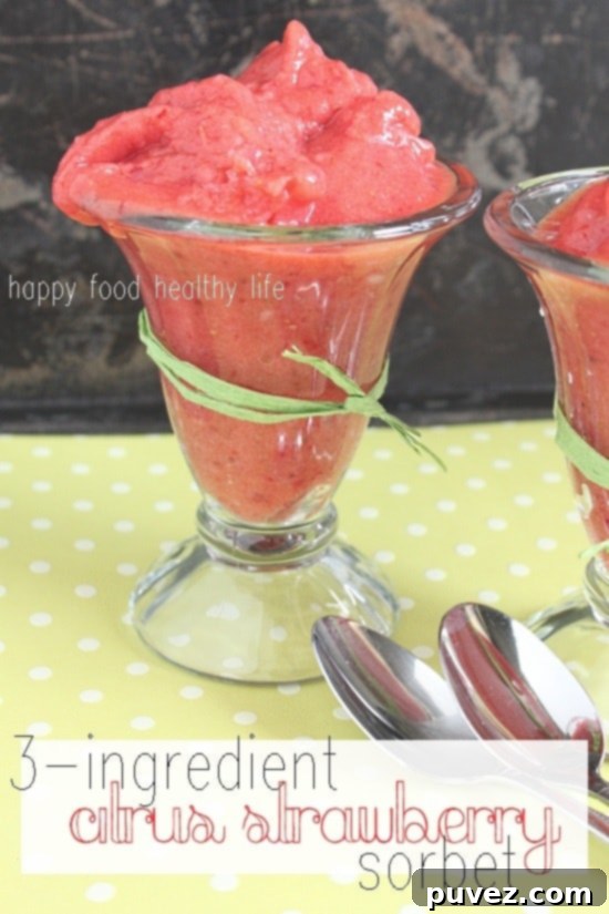 3 Ingredient Citrus Strawberry Sorbet