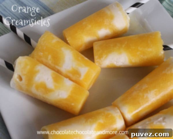 Classic Orange Creamsicles, a perfect cool treat on a hot day
