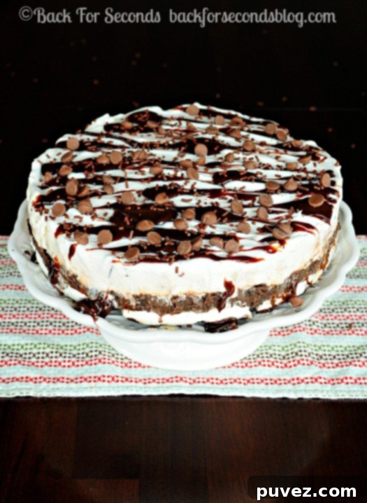 Homemade Oreo Fudge Cookie Dough Ice Cream Cake - layered frozen dessert with Oreo, fudge, and cookie dough