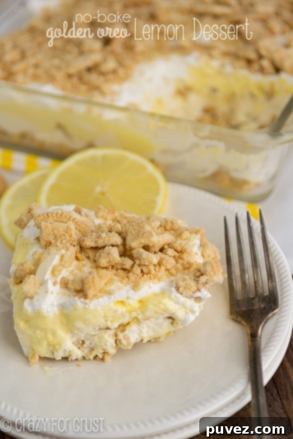 No-Bake Golden Oreo Lemon Dessert - bright, zesty, and crunchy