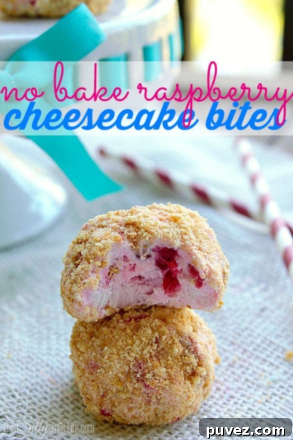 No Bake Raspberry Cheesecake Bites - perfectly portioned and bursting with raspberry flavor