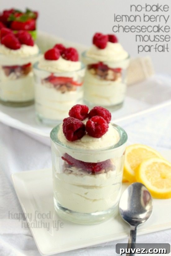 No-Bake Lemon Berry Cheesecake Mousse Parfait - light, airy, and fresh fruity dessert