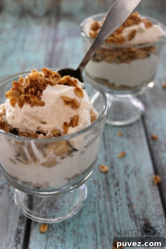 Oatmeal Chocolate Chip Cookie Dough Parfait - comforting, creamy, and safe-to-eat cookie dough dessert