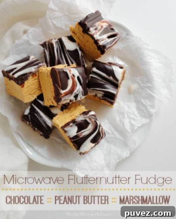Peanut Butter Microwave Fudge - quick, easy, and rich no-bake fudge