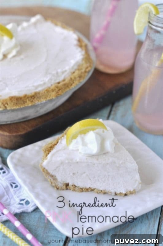 3-Ingredient Pink Lemonade Pie - a tangy, sweet, and refreshing easy dessert