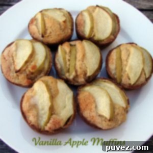 Delicious Vanilla Apple Muffins, a perfect blend of fruit and vanilla.