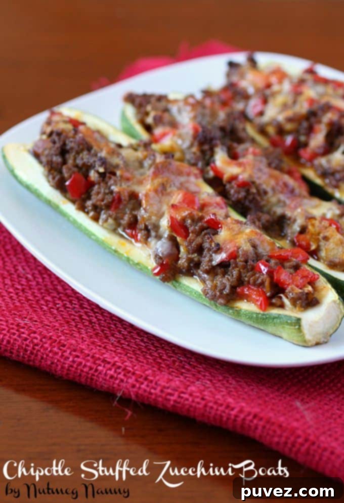Spicy Chipotle Stuffed Zucchini Boats