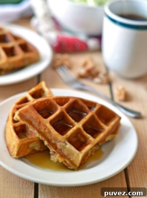 Unique Zucchini Waffles, a savory breakfast or brunch option