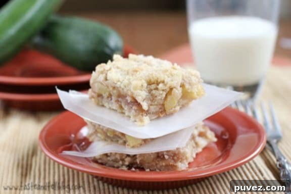 Sweet Zucchini Cobbler Bars with a crumbly topping