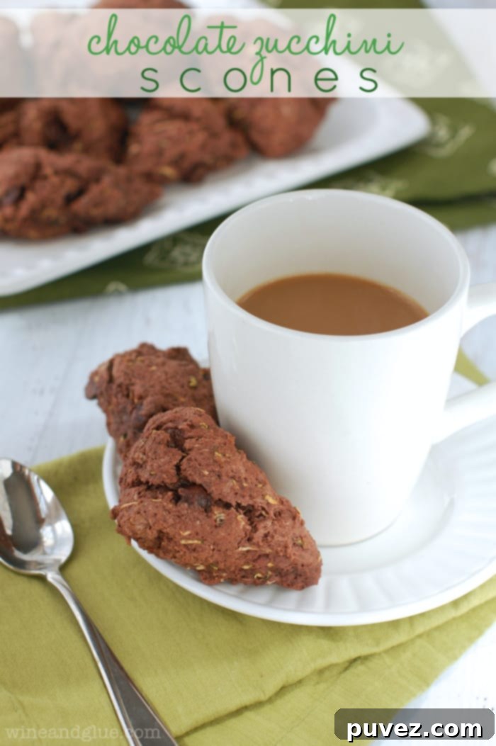 Fluffy Chocolate Zucchini Scones, perfect for breakfast