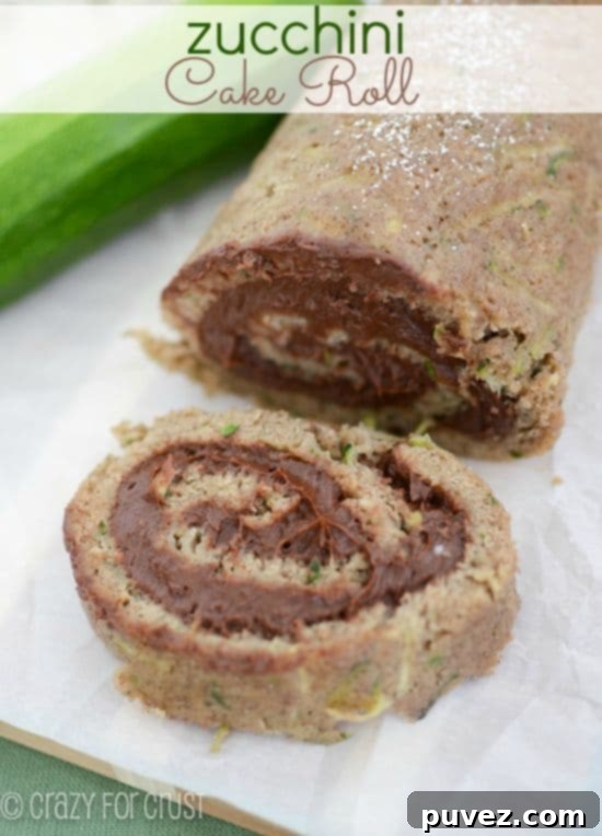 Elegant Zucchini Cake Roll with a rich chocolate cream cheese filling