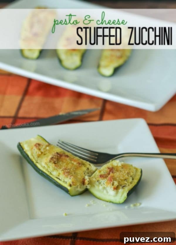 Flavorful Pesto & Cheese Stuffed Zucchini boats