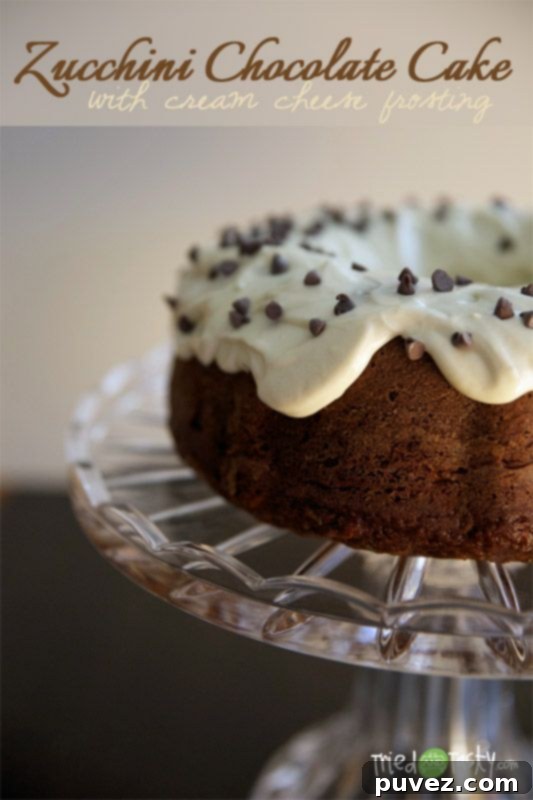 Moist Zucchini Chocolate Cake with creamy cream cheese frosting