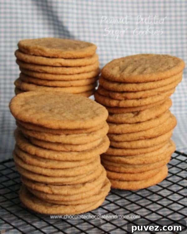 Peanut Butter Sugar Cookies on a baking sheet