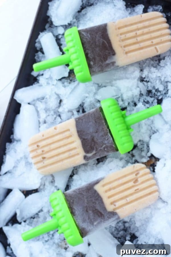 Decadent Banana Chocolate Popsicles, a creamy and sweet frozen dessert for chocolate and banana lovers.