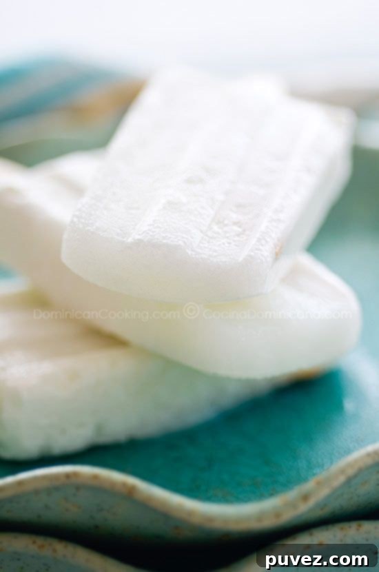 Authentic Paletas de Coco (Coconut Popsicles), a creamy tropical frozen treat from Dominican Republic.
