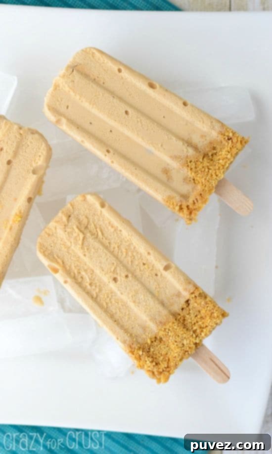 Gourmet Biscoff Pie Pops, a unique frozen treat featuring the rich, spiced flavor of Biscoff cookie butter.